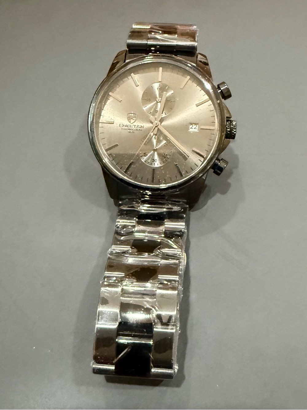 Silver Chronograph Stainless Steel Watch - Bronze